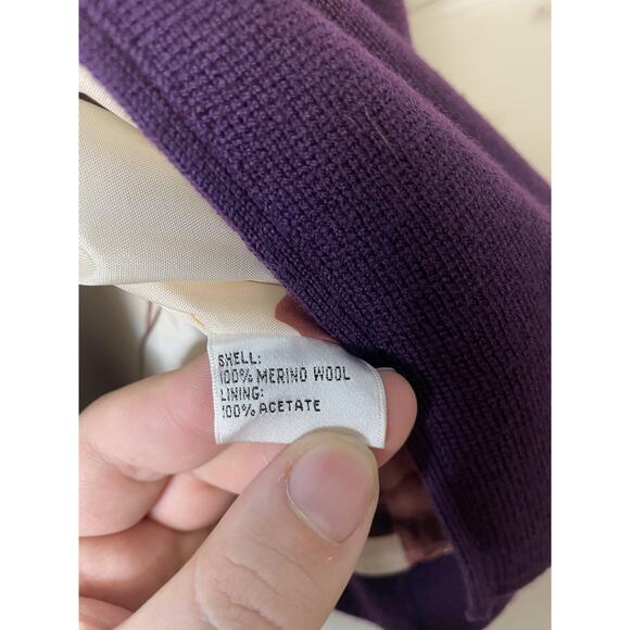 Talbots Coat Womens Medium Wool Double Breasted Floral Lined Jacket Merino - Picture 7 of 10